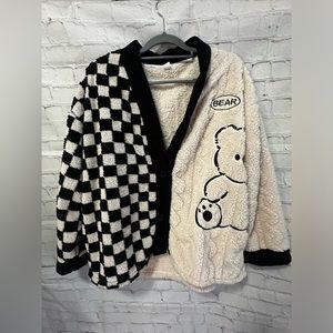 Teddy Bear H&M Black and White Fluffy Sherpa Cardigan